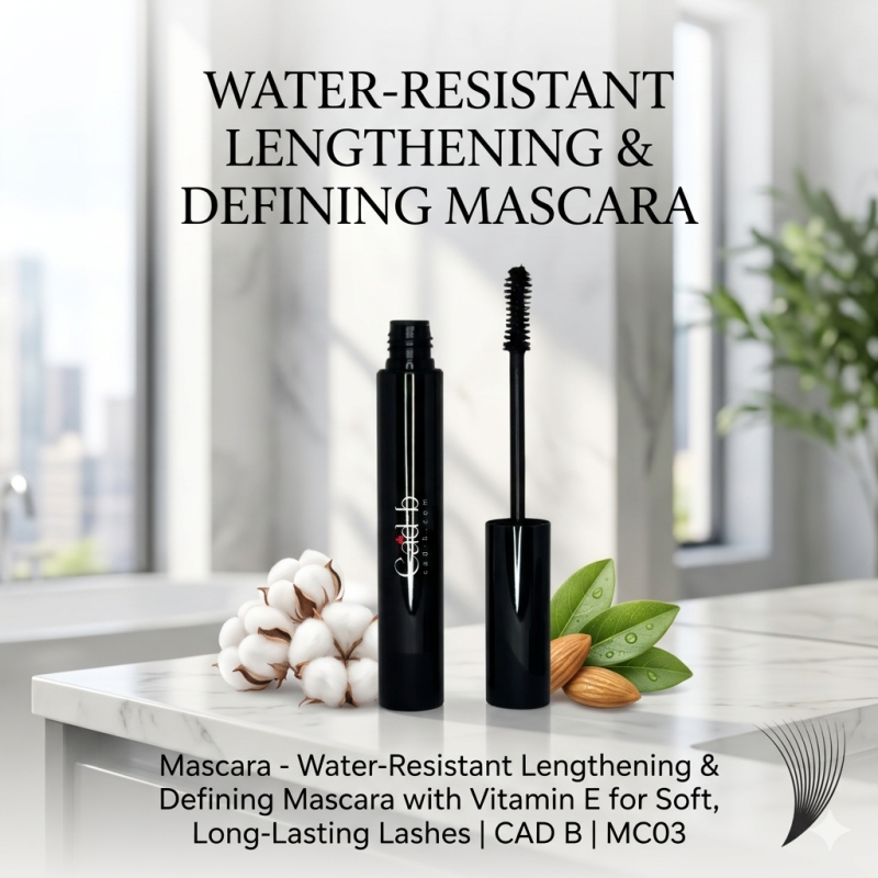 Mascara - Water-Resistant Lengthening & Defining Mascara with Vitamin E for Soft, Long-Lasting Lashes | CAD B | MC03