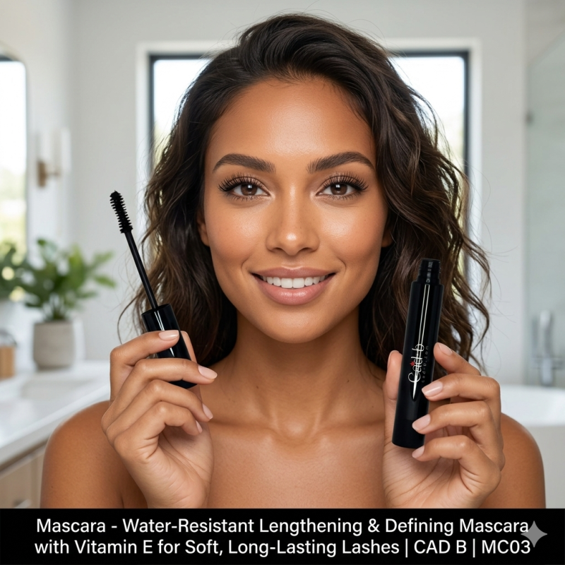 Mascara - Water-Resistant Lengthening & Defining Mascara with Vitamin E for Soft, Long-Lasting Lashes | CAD B | MC03