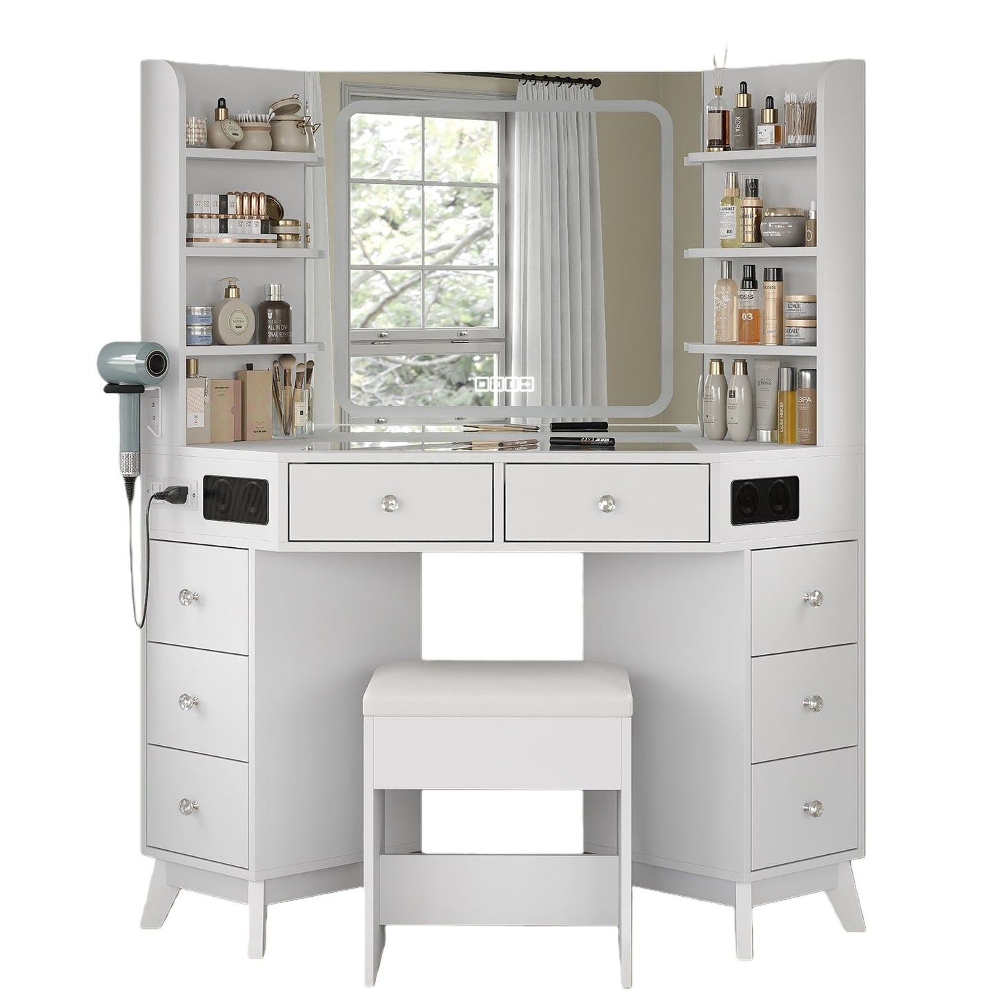 LED Mirror Vanity Desk White - Vektaya